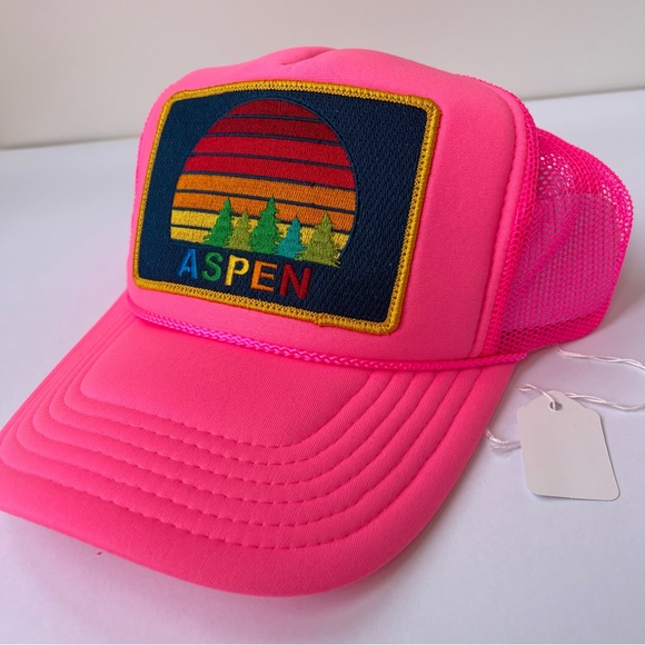 NWT Aviator Nation Pink Trucker Hat Aspen Sunset Rainbow embroidered patch - Picture 2 of 16